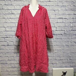 Magaschoni Red and White Striped Dress, linen large